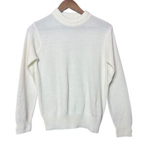 Vintage Haband Pullover Sweater Women Medium Ivory Cable Knit Crew Neck